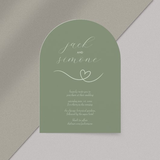 Moderne bruiloft | Arch Invites | Dark Sage Kaart