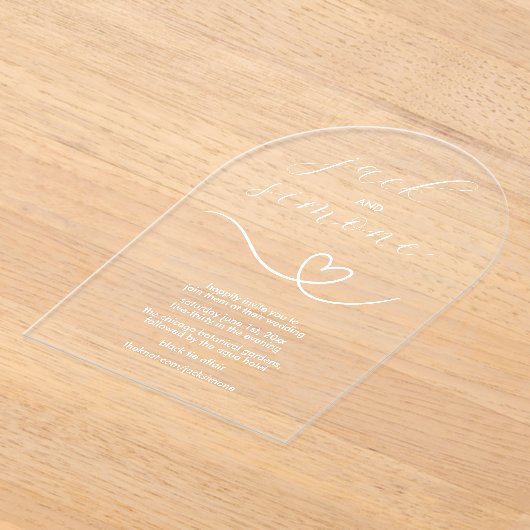 Moderne bruiloft | Arch Invites | Minimaal wit Acryl Uitnodigingen (Laagn)