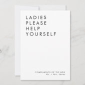 Moderne bruiloft badkamer mandje teken kaart (Voorkant)