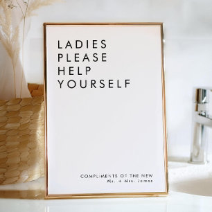 Moderne bruiloft badkamer mandje teken kaart