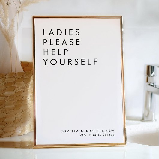 Moderne bruiloft badkamer mandje teken kaart