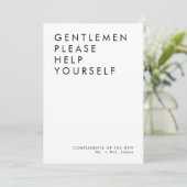 Moderne bruiloft badkamer mandje teken kaart (Staand voorkant)