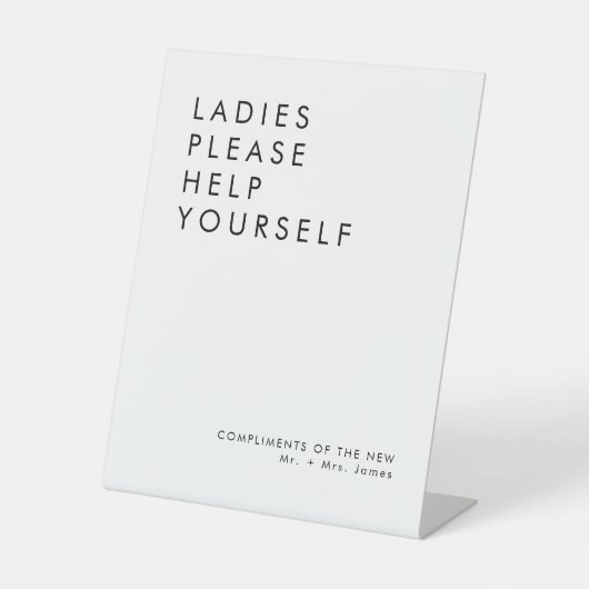 Moderne bruiloft badkamer mandje teken reclamebord met voetstuk (Voorkant)