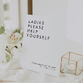 Moderne bruiloft badkamer mandje teken reclamebord met voetstuk