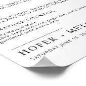 Moderne bruiloft Bar Menu Minimalistische bruiloft Poster (Hoek)