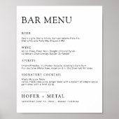 Moderne bruiloft Bar Menu Minimalistische bruiloft Poster (Voorkant)