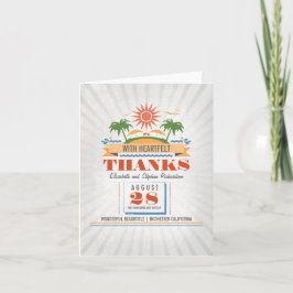 Moderne bruiloft bedankkaartjes voor op het strand bedankkaart