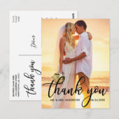 Moderne bruiloft Bedankt Bride Groom Foto B Briefkaart (Voorkant / Achterkant)