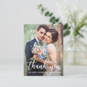 Moderne bruiloft Bedankt Bride Groom Foto Briefkaart (Staand voorkant)