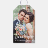 Moderne bruiloft Bedankt Bride Groom Foto Cadeaulabel (Voorkant)
