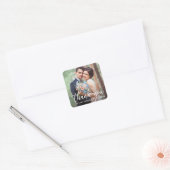 Moderne bruiloft Bedankt Bride Groom Foto Vierkante Sticker (Envelop)