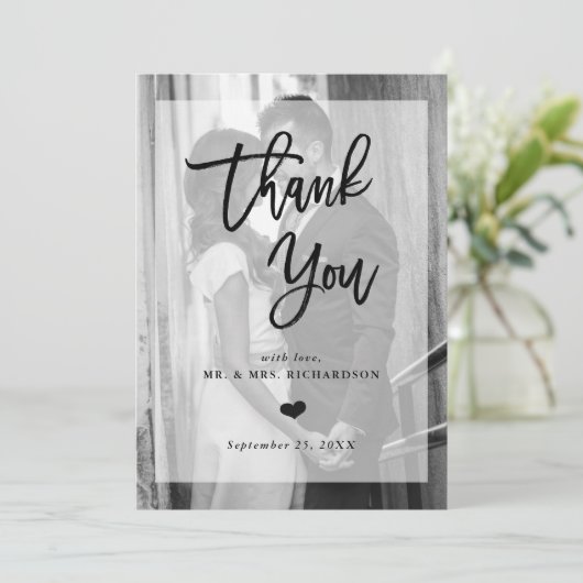 Moderne bruiloft bedankt | Foto met overlay (Staand voorkant)