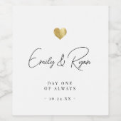 Moderne bruiloft BEDANKT Gouden Hart Wijn Etiket (Enkel label)