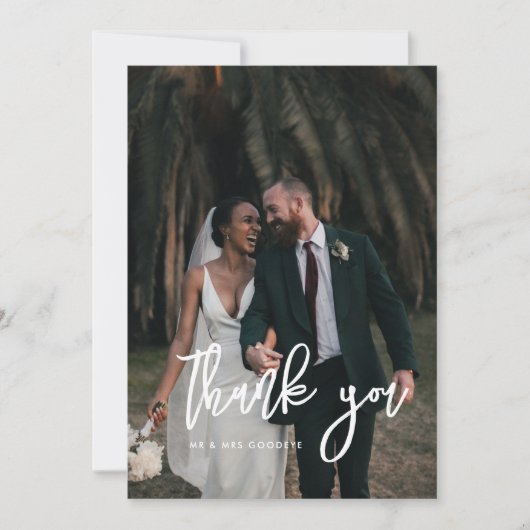 moderne bruiloft bedankt je fotokaart aankondiging (Voorkant)