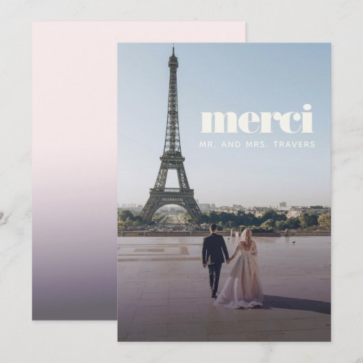 Moderne bruiloft bedankt | Merci-Kaart (Voorkant / Achterkant)