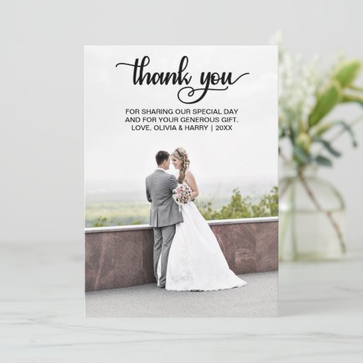 Moderne bruiloft - Bedankt voor je fotokaart | Zwa (Staand voorkant)