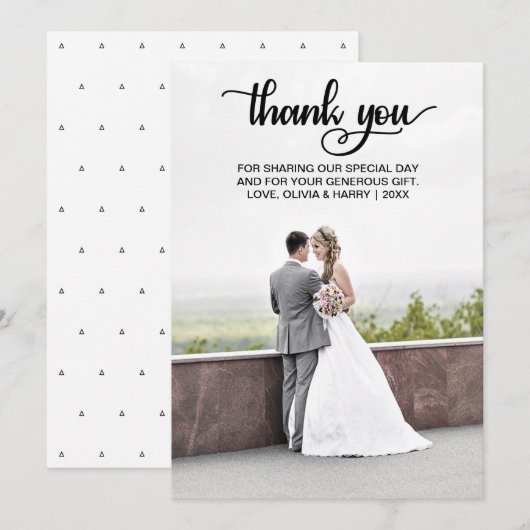 Moderne bruiloft - Bedankt voor je fotokaart | Zwa (Voorkant / Achterkant)