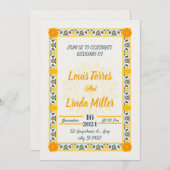 moderne bruiloft beige, gele bloemen kaart (Voorkant / Achterkant)