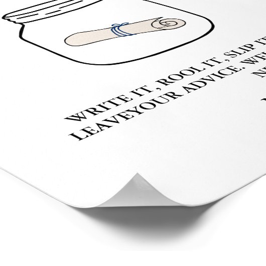 Moderne bruiloft bericht in een fles gastenboek te poster (Hoek)