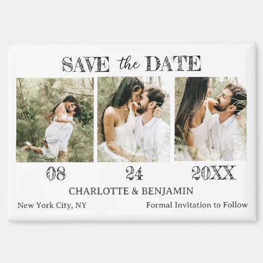 Moderne bruiloft bespaart de datum magneet (Voorkant)