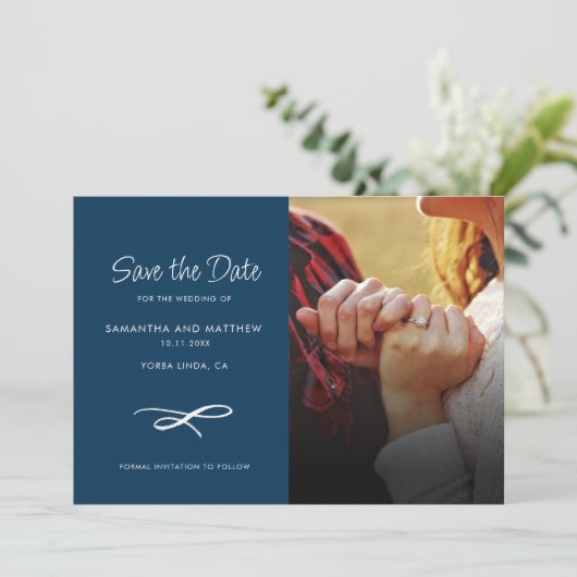 Moderne bruiloft Bewaar de datum Foto Aankondiging (Staand voorkant)