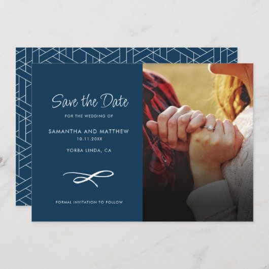 Moderne bruiloft Bewaar de datum Foto Aankondiging (Voorkant / Achterkant)