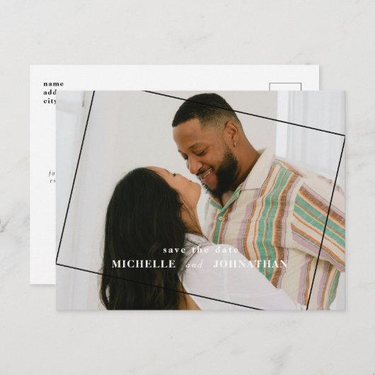 Moderne Bruiloft Bewaar de Datum Foto QR Code Briefkaart (Voorkant / Achterkant)