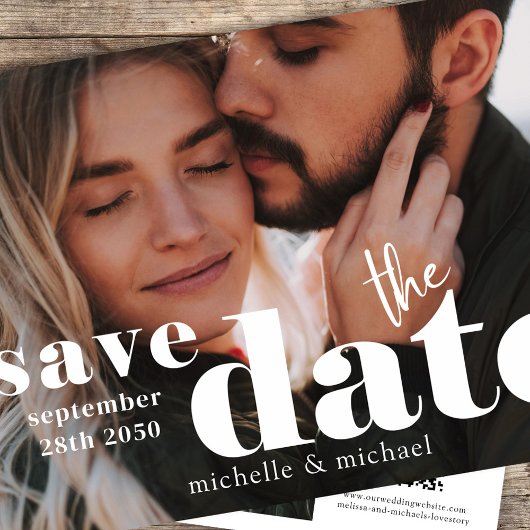 Moderne Bruiloft Bewaar de Datum Foto QR Code Save The Date