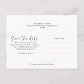 Moderne bruiloft Bewaar de datum Foto Stijlvol Aankondigingskaart (Achterkant)