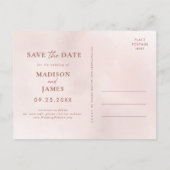 Moderne bruiloft Bewaar de datum Fotocollage Eenvo Uitnodiging Briefkaart (Achterkant)