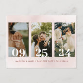 Moderne bruiloft Bewaar de datum Fotocollage Eenvo Uitnodiging Briefkaart (Voorkant)
