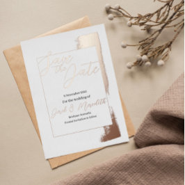 Moderne bruiloft Bewaar de Datumuitnodiging met fo Folie Uitnodiging