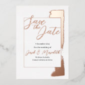 Moderne bruiloft Bewaar de Datumuitnodiging met fo Folie Uitnodiging (Voorkant)