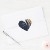 Moderne Bruiloft - Blauw Wit en Goud Hart Sticker (Envelop)