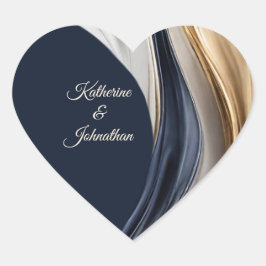 Moderne Bruiloft - Blauw Wit en Goud Hart Sticker