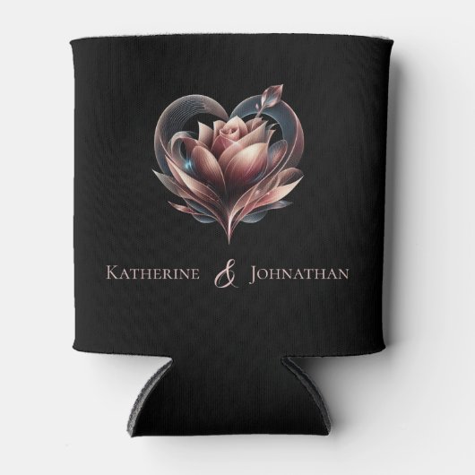 Moderne bruiloft Blush Pink Rose met een hart Blikjeskoeler (Voorkant)