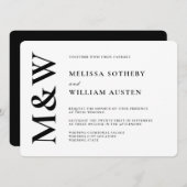 Moderne bruiloft Bold Zwart-wit Kaart (Voorkant / Achterkant)