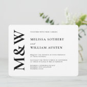 Moderne bruiloft Bold Zwart-wit Kaart (Staand voorkant)