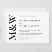 Moderne bruiloft Bold Zwart-wit Kaart (Voorkant)