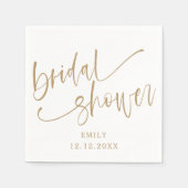Moderne Bruiloft Bruidsfeest Goud Schrift & Wit Servet (Voorkant)