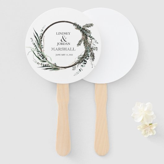 Moderne bruiloft, bruiloft, minimalistische bruilo handwaaier (Voorkant en achterkant)