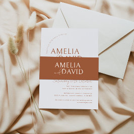 Moderne bruiloft buik band bruid en bruidegom name uitnodigingen wikkel