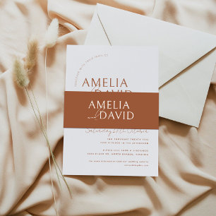 Moderne bruiloft buik band bruid en bruidegom name uitnodigingen wikkel