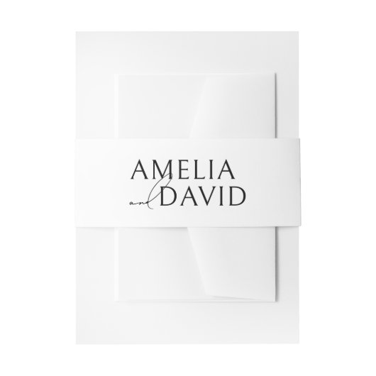 Moderne bruiloft buik band bruid en bruidegom name uitnodigingen wikkel (Voorkant Voorbeeld)