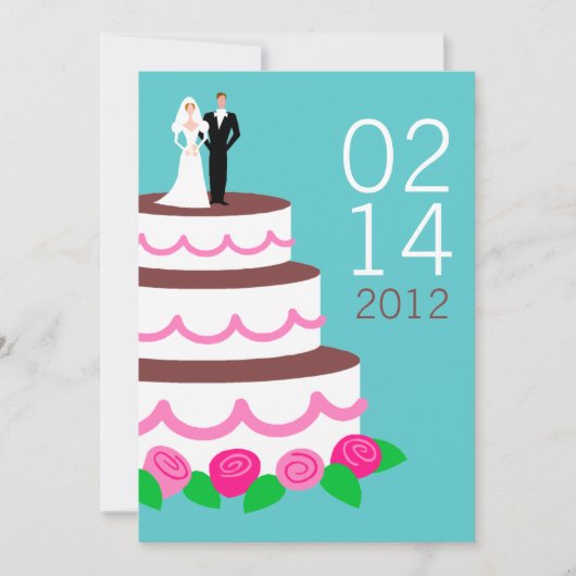 Moderne bruiloft Cake Wedding Invitting Kaart (Voorkant)