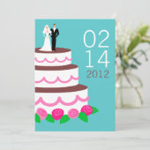 Moderne bruiloft Cake Wedding Invitting Kaart (Staand voorkant)