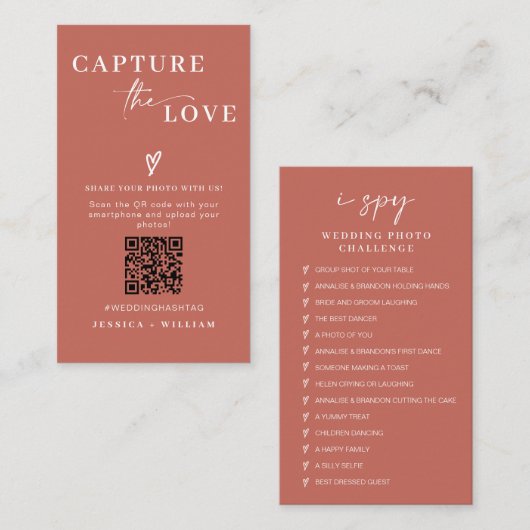 Moderne bruiloft Capture de liefde Qr Code Informatiekaartje (Voorkant / Achterkant)