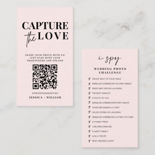 Moderne bruiloft Capture de liefde Qr Code Informatiekaartje (Voorkant / Achterkant)
