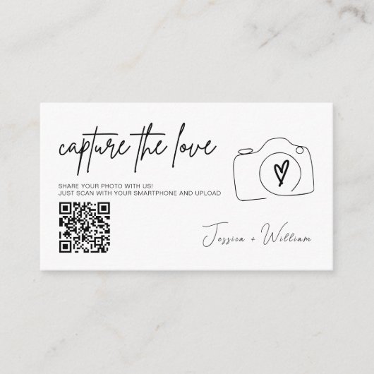 Moderne bruiloft Capture de liefde Qr Code Informatiekaartje (Voorkant)