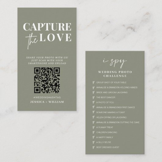 Moderne bruiloft Capture de liefde Qr Code Informatiekaartje (Voorkant / Achterkant)